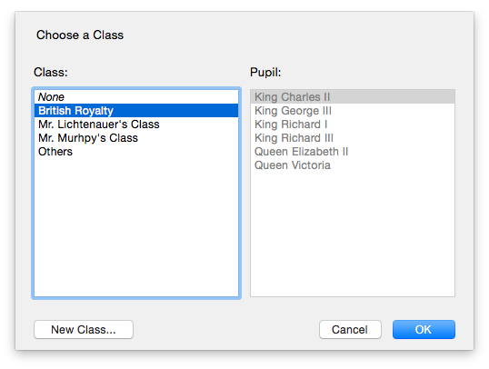Teacher Choose Class