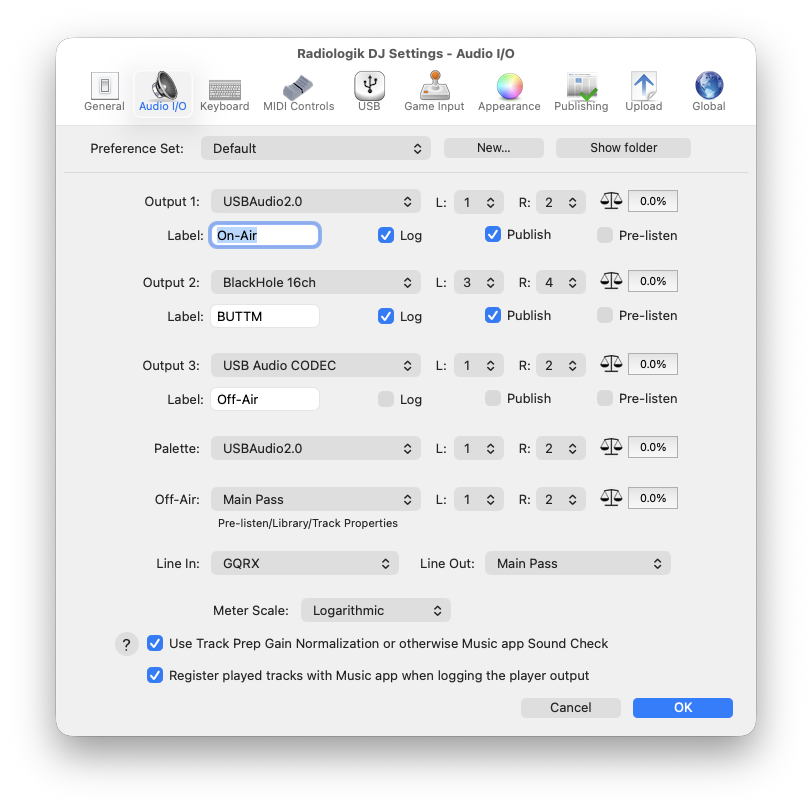 Radiologik DJ Audio Settings