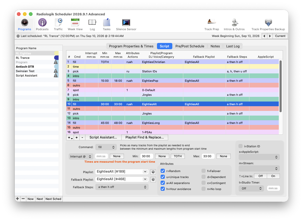 Radiologik Scheduler Program Script